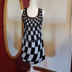 NWT Black & white sequin cocktail dress.